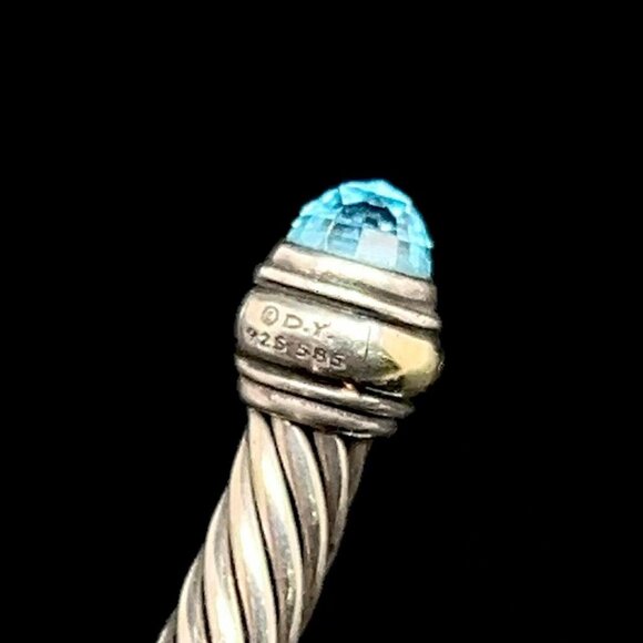 David Yurman cable classic bracelet with blue topaz and 14k gold size (M) - Picture 5 of 6